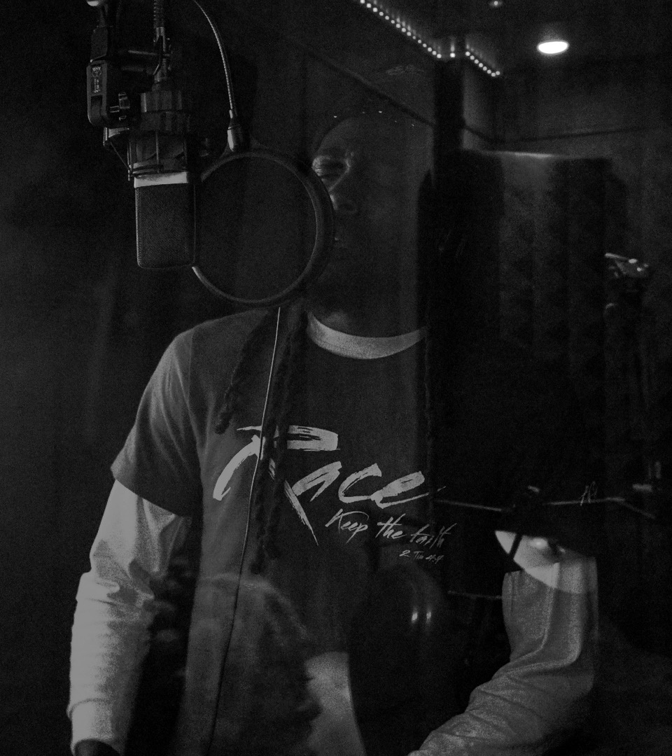 Bizz Da Collector recording in the booth